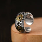 Tibetan Buddhist Ring Men Women Signet Ring Gold and Silver Band