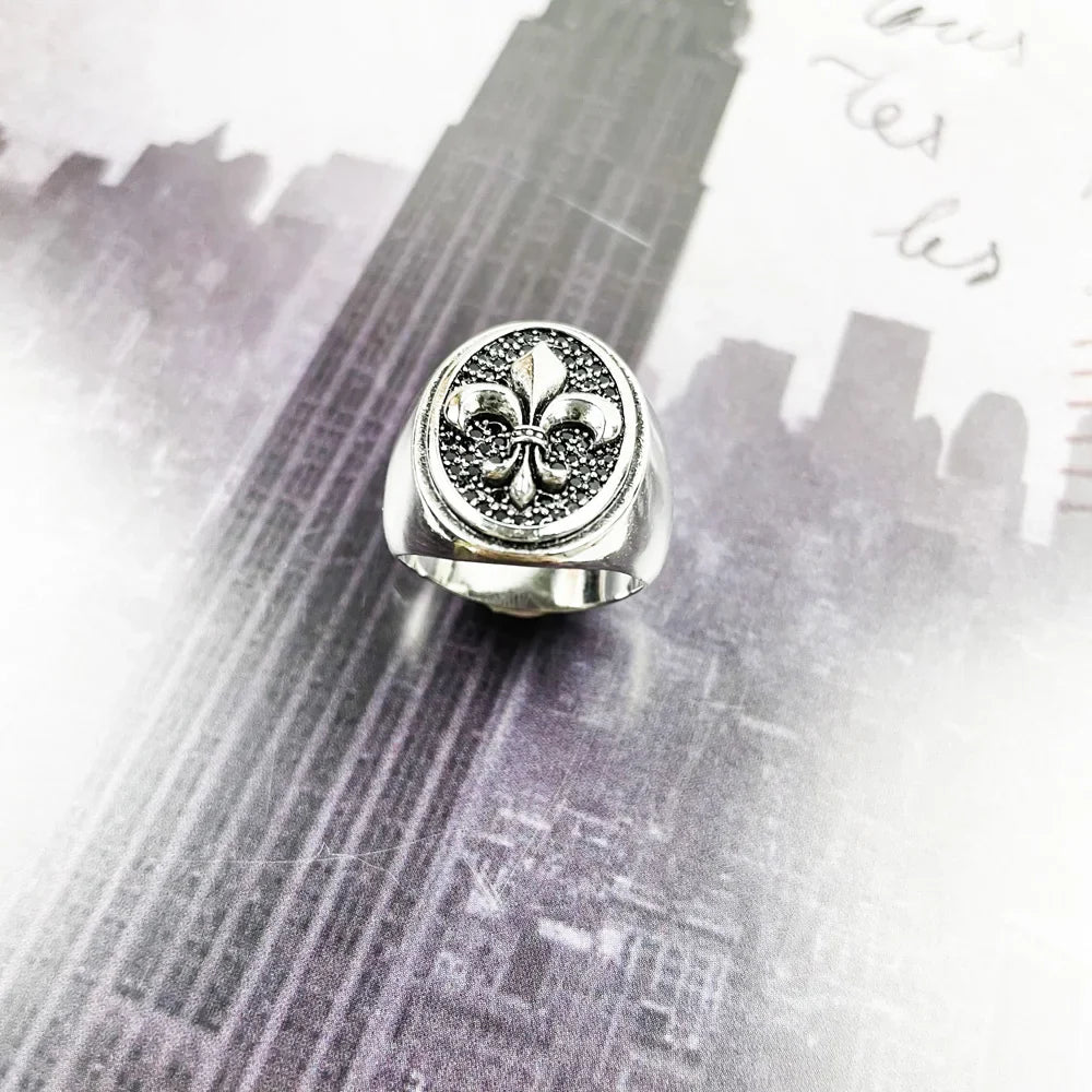 Silver Fleur de Lys Signet Ring