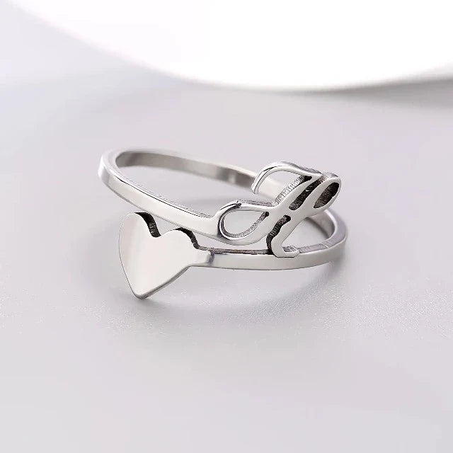 Bague Cœur Initiale Argent H