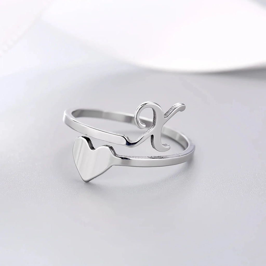 Bague Cœur Initiale Argent X