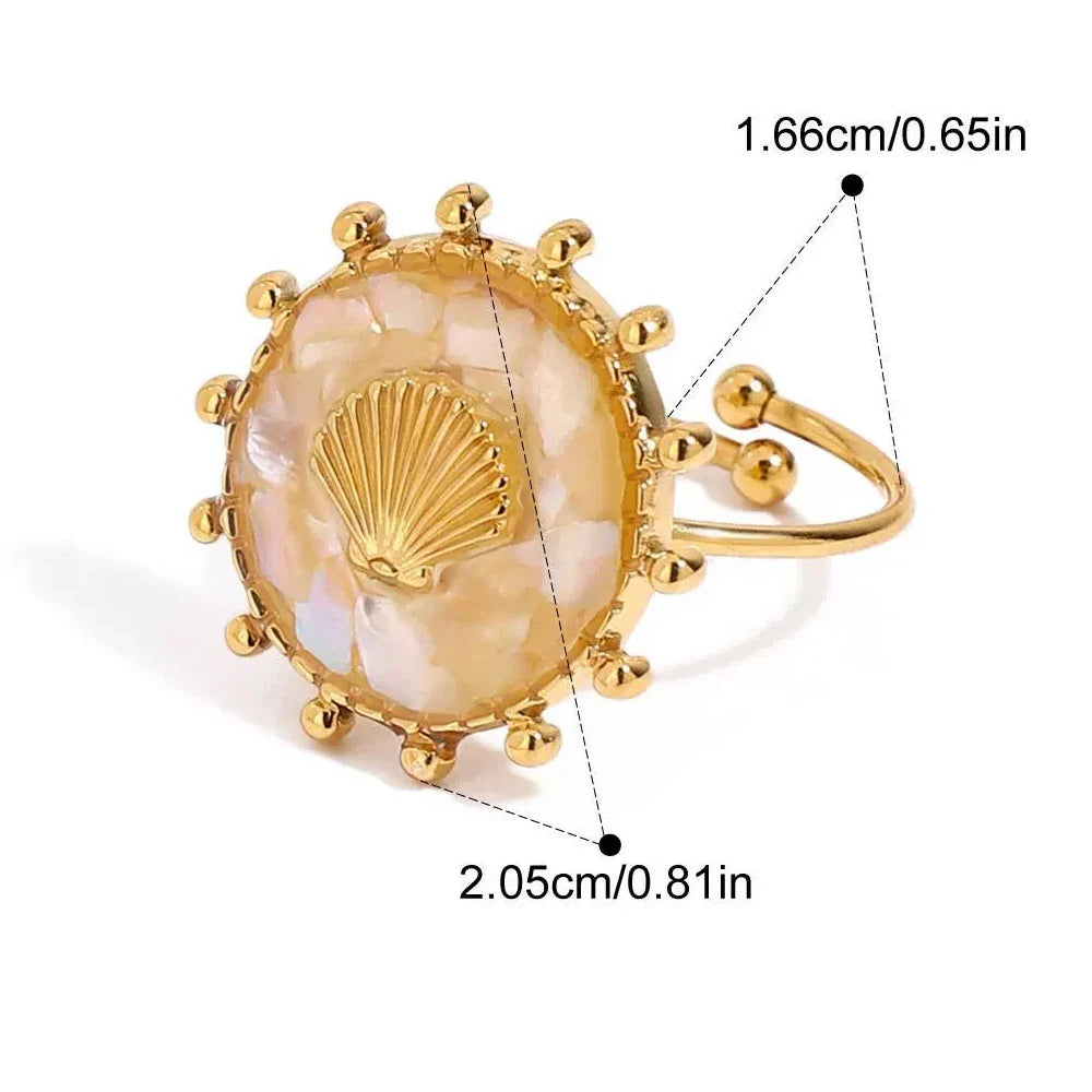 Bague coquillage ronde style boho