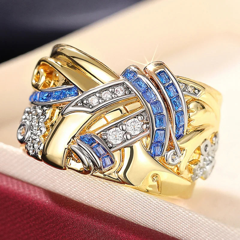 Bague couleur or vintage avec zircon