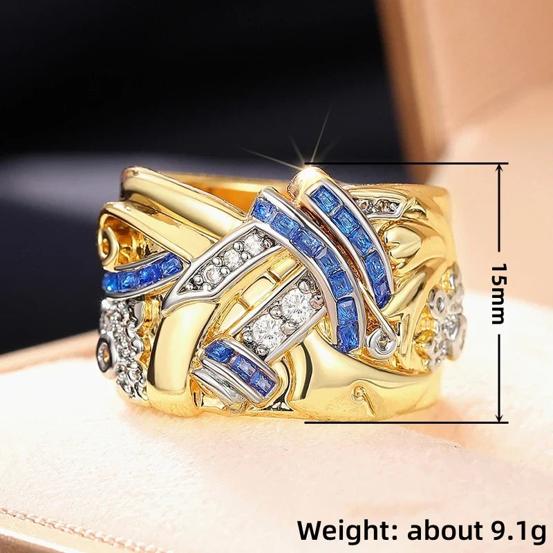 Bague couleur or vintage avec zircon