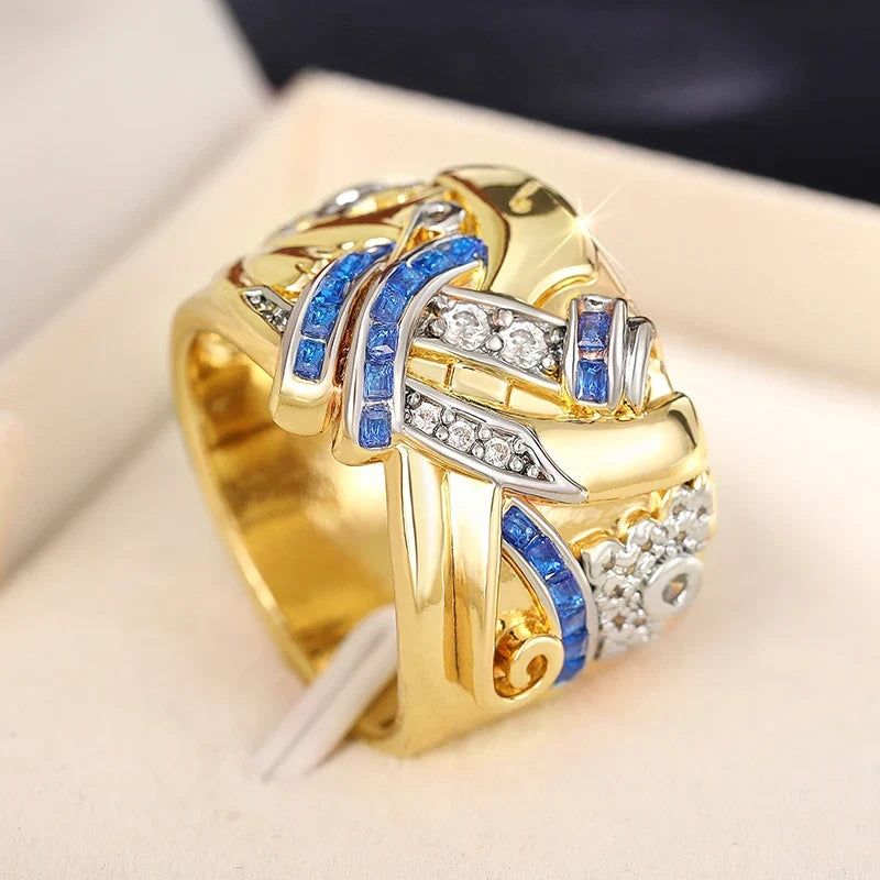 Bague couleur or vintage avec zircon