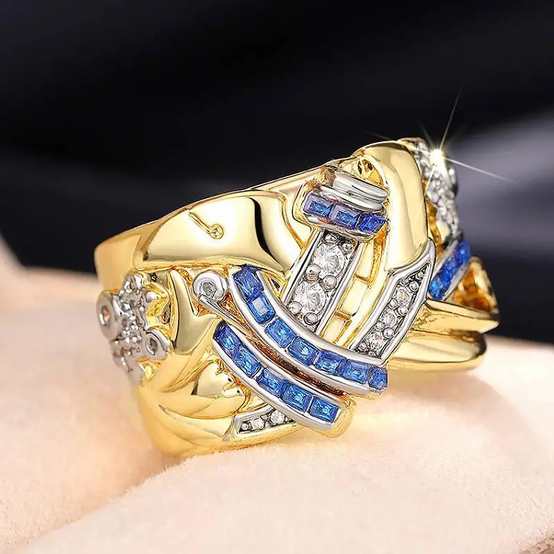 Bague couleur or vintage avec zircon