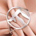Bague creuse avec le symbole de vie juive Chai argent