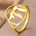 Hollow ring with the Jewish life symbol Chai