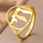 Hollow ring with the Jewish life symbol Chai