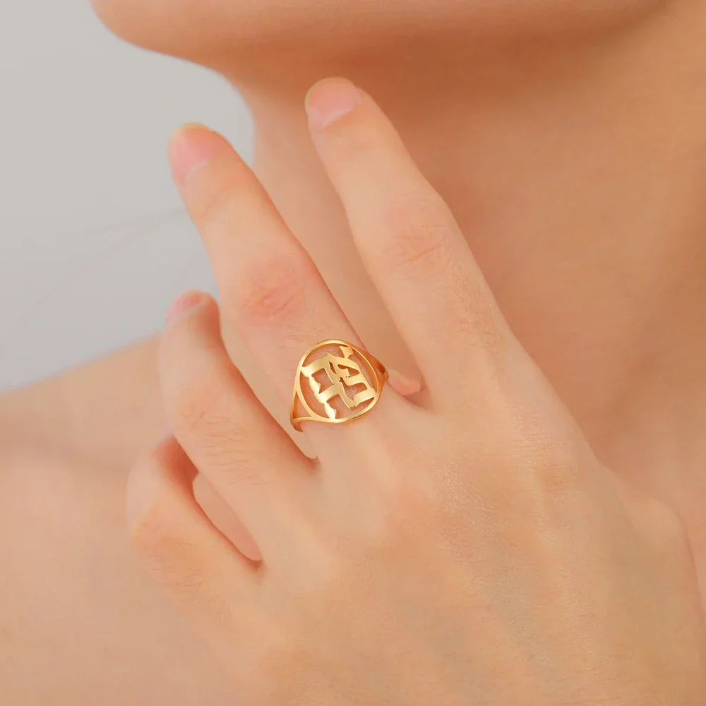 Bague creuse pour homme ou femme avec gravure en hébreu juif or