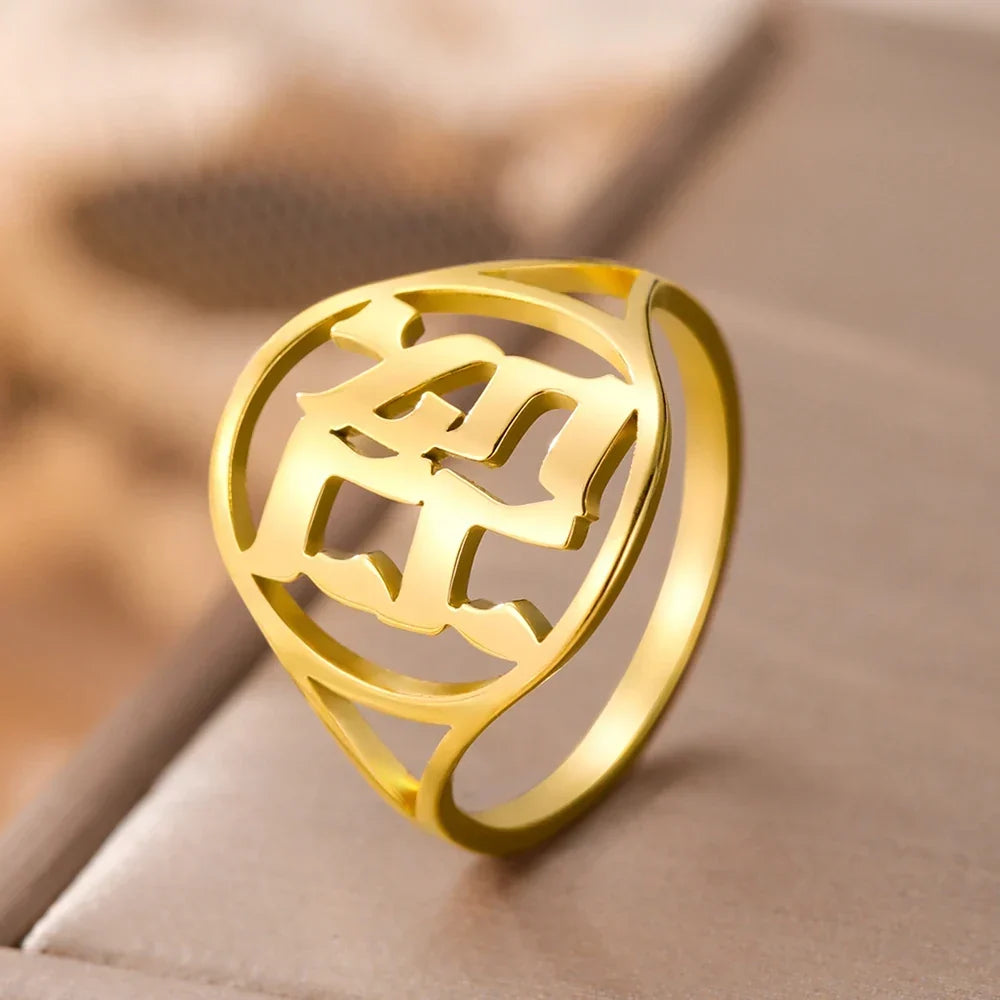 Anillo Hueco con Grabado en Hebreo para hombre o mujer, símbolo judío 