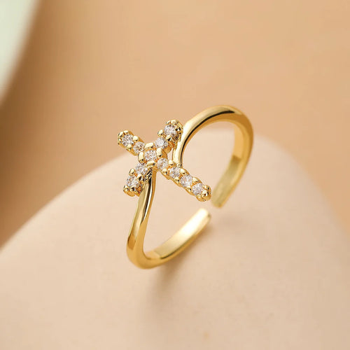 Bague Croix & Pierre Zircon Femme or