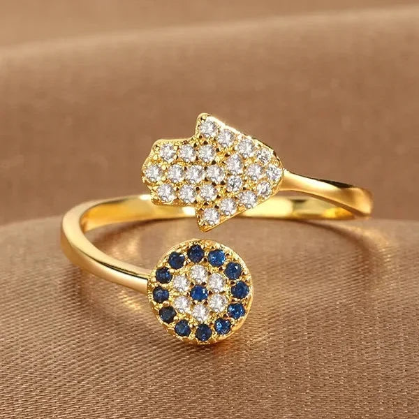 Women's protective ring with Arabic Hamsa hand