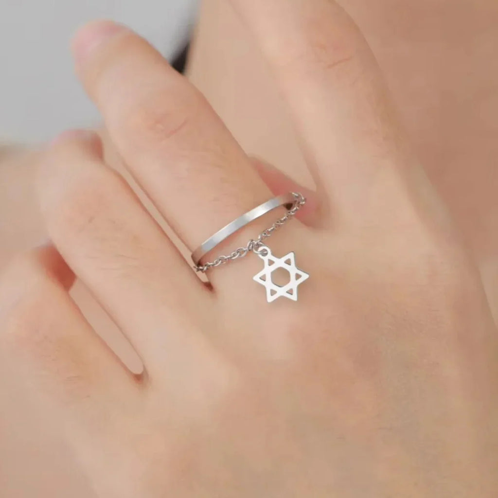 Design ring with the Star of David, a Jewish symbol 