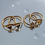 Gold-toned ring with a triangular birthstone