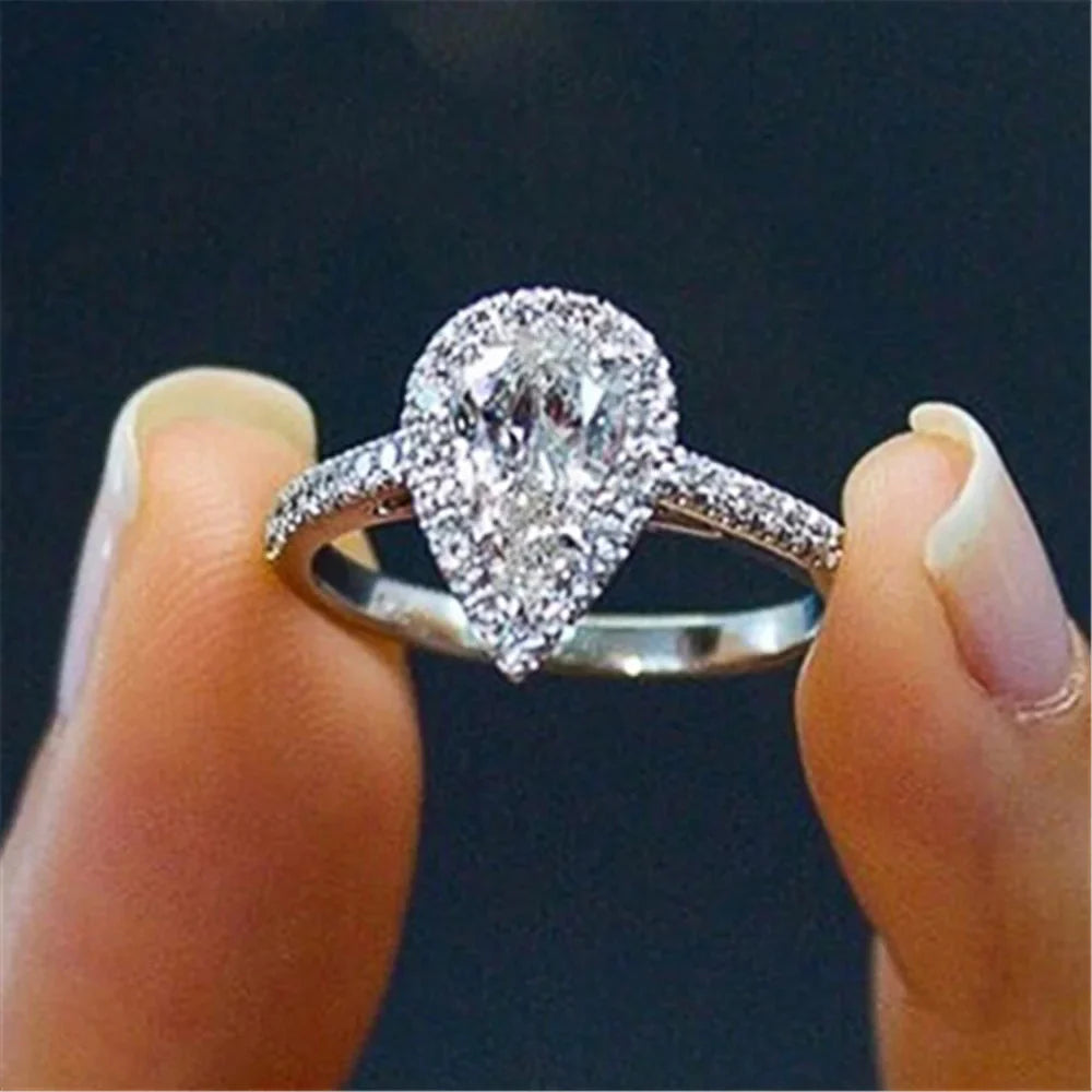 Bague en Zircon Goutte d'Eau argent