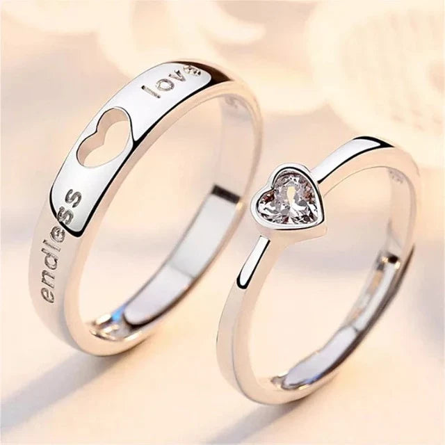 Endless Love Silver and Diamond Ring (Set of 2)