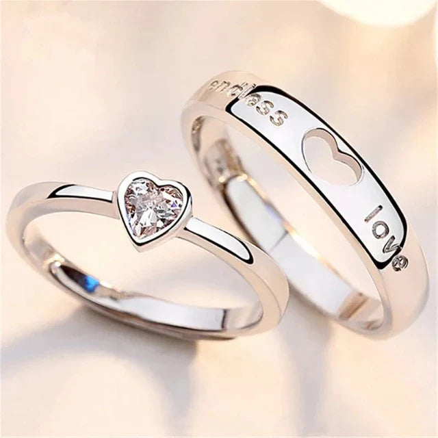 Endless Love Silver and Diamond Ring (Set of 2)