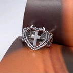 Women's Silver Christian Cross Ring 