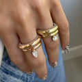 Fine Water Drop Band Ring with Zircon Pearl 1