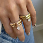 Fine Water Drop Band Ring with Zircon Pearl 1