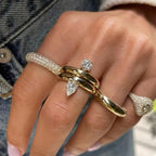 Fine Water Drop Band Ring with Zircon Pearl 1