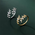 Bague Feuille de Laurier en Zircon or