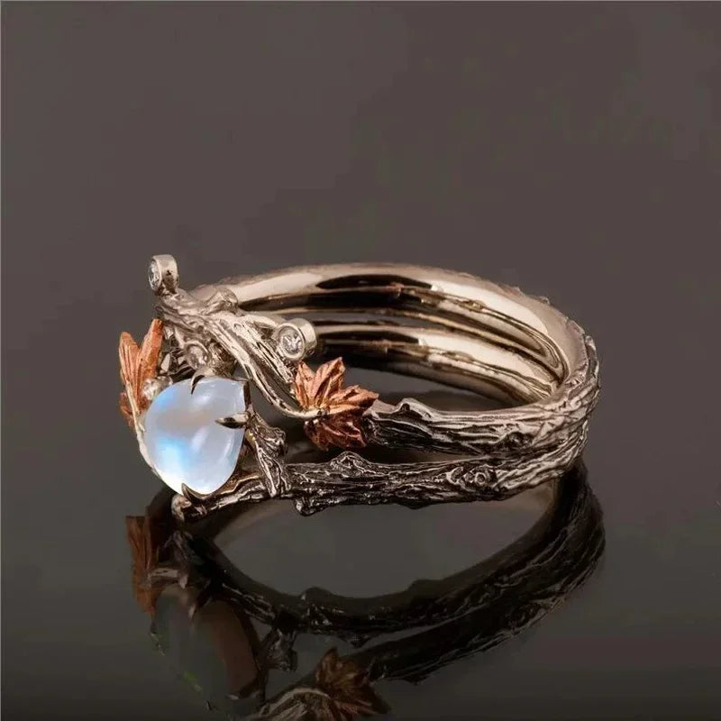 Bague Feuilles d'Automne avec Perle