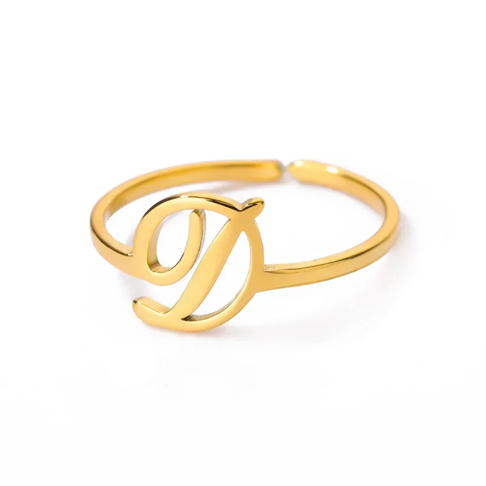 Slim ring decorated with an initial letter