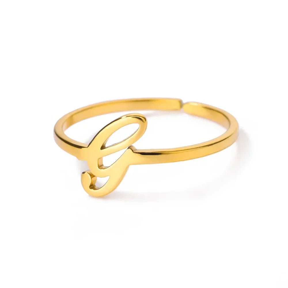 Slim ring decorated with an initial letter