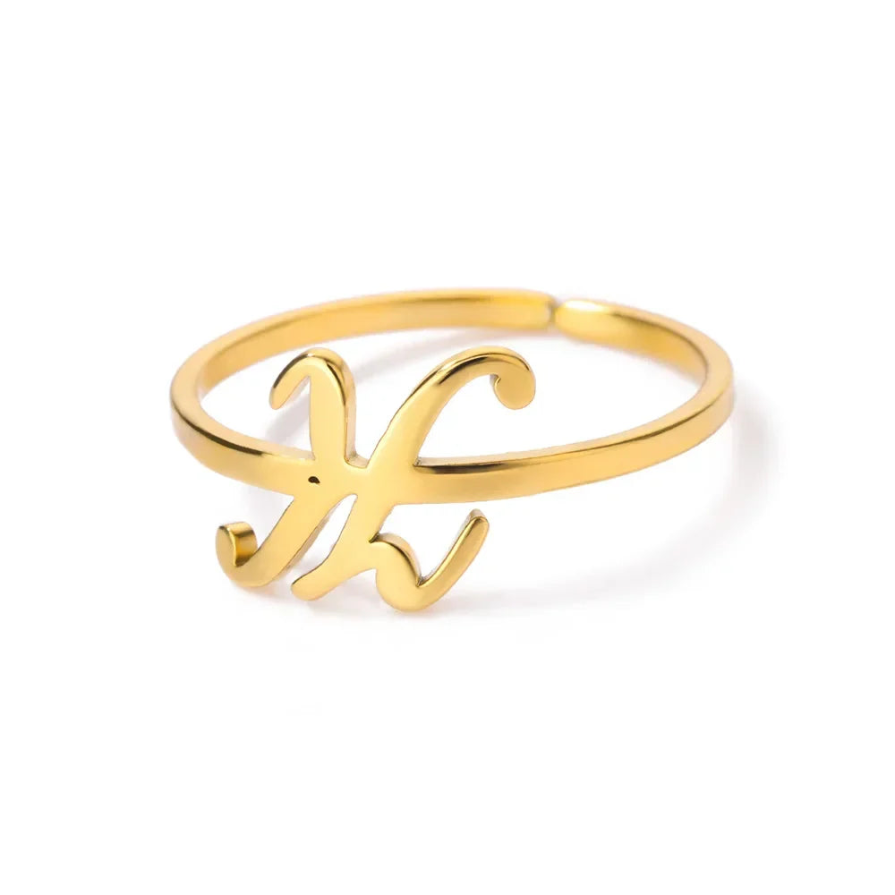 Slim ring decorated with an initial letter