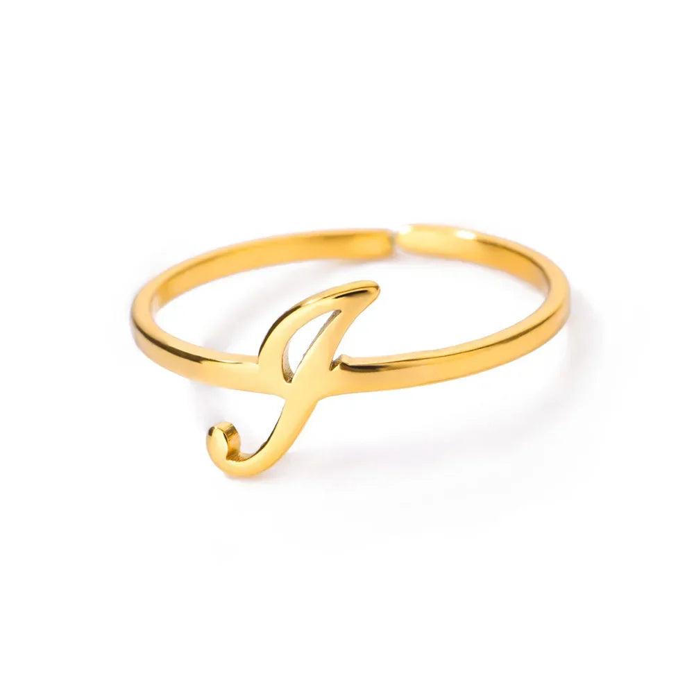 Slim ring decorated with an initial letter