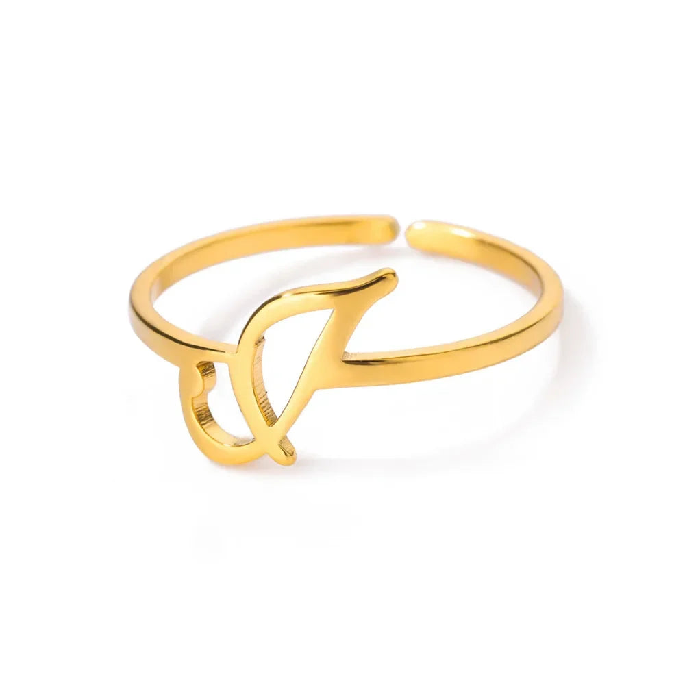 Slim ring decorated with an initial letter