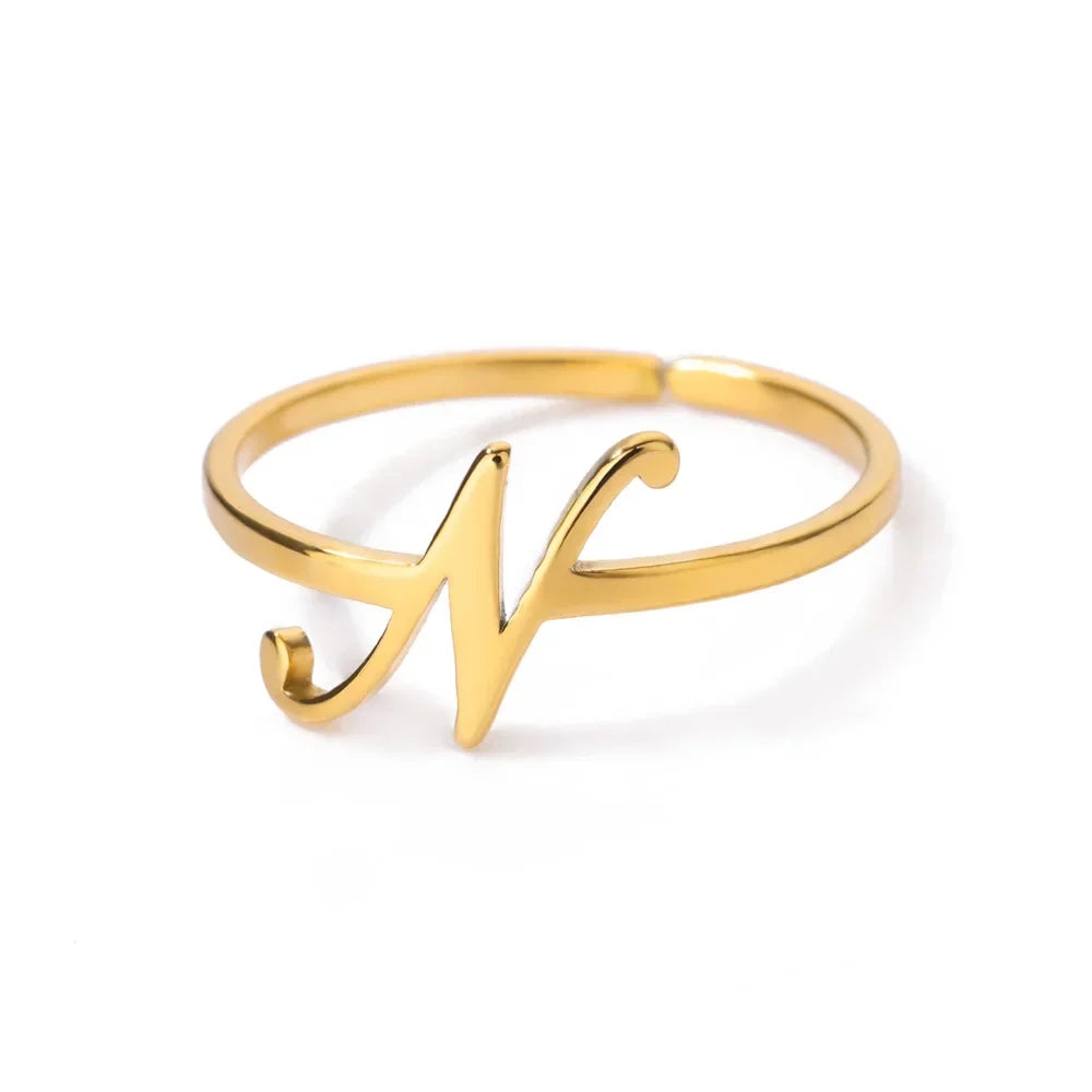 Slim ring decorated with an initial letter