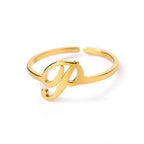Slim ring decorated with an initial letter
