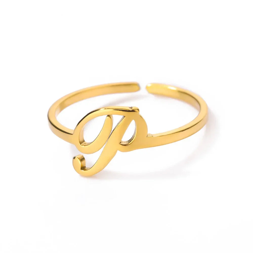 Slim ring decorated with an initial letter