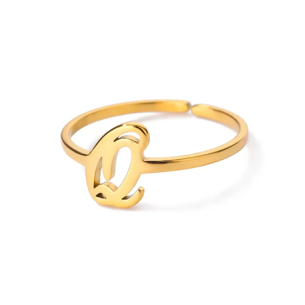 Slim ring decorated with an initial letter