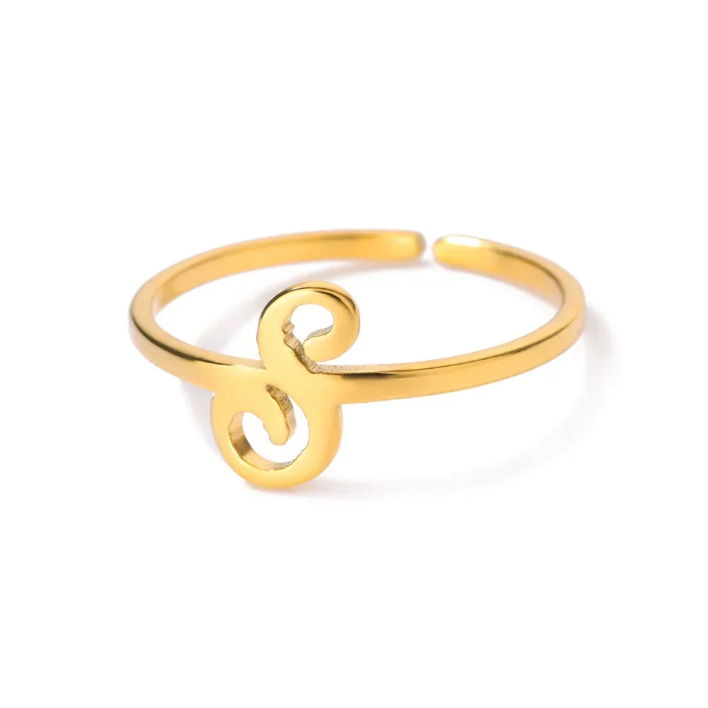 Slim ring decorated with an initial letter