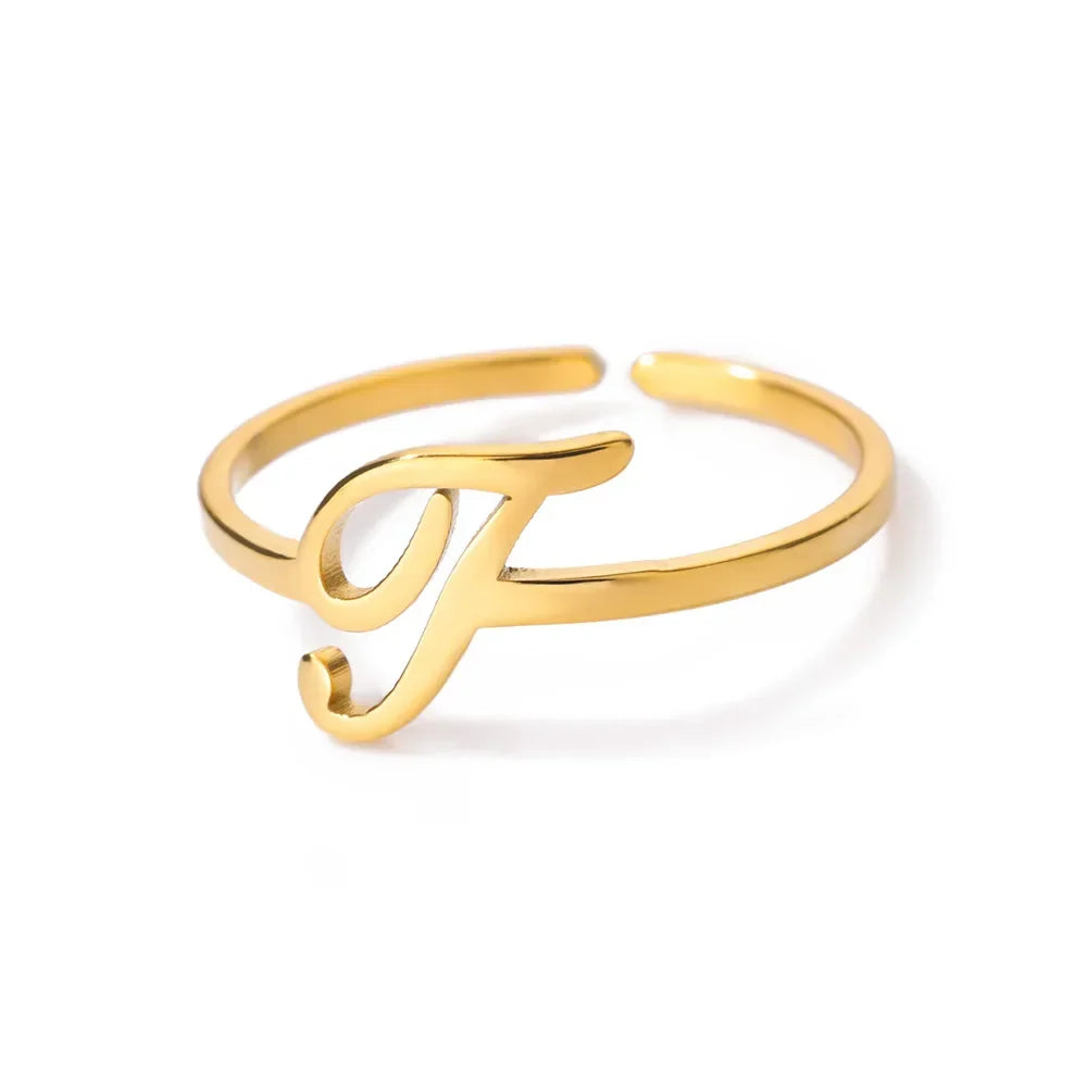 Slim ring decorated with an initial letter
