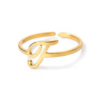 Slim ring decorated with an initial letter