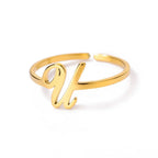 Slim ring decorated with an initial letter