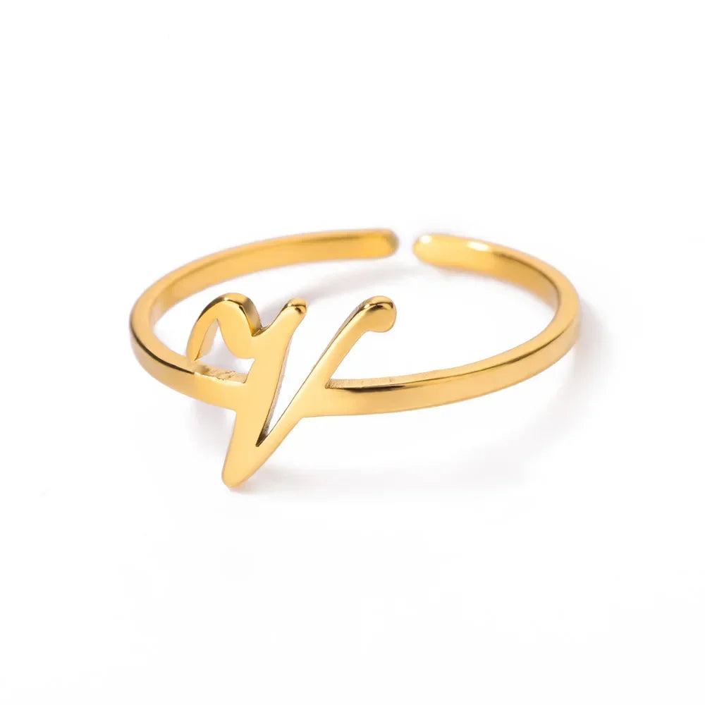Slim ring decorated with an initial letter