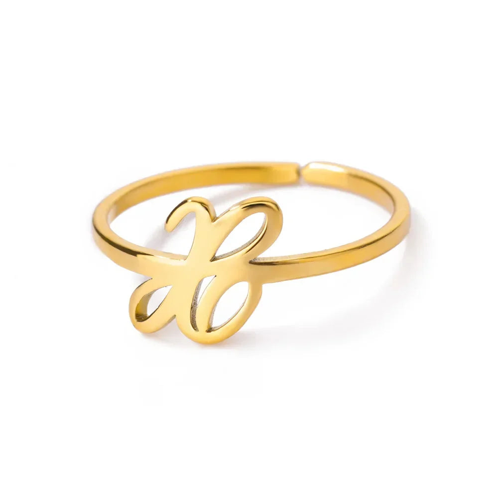 Slim ring decorated with an initial letter