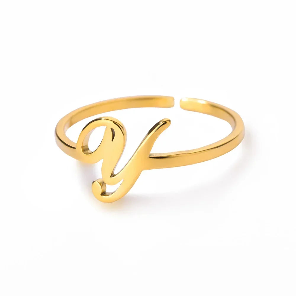 Slim ring decorated with an initial letter