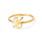 Slim ring decorated with an initial letter