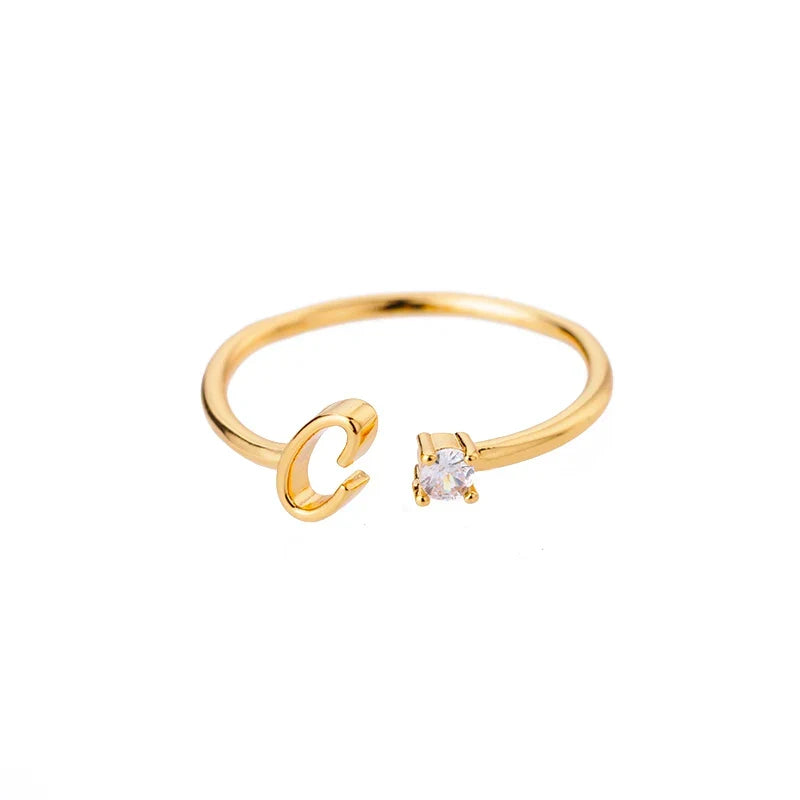 Anillo fino para mujer con inicial - letra 