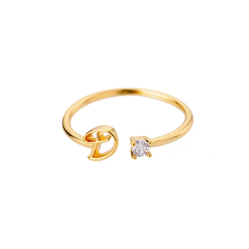 Anillo fino para mujer con inicial - letra 