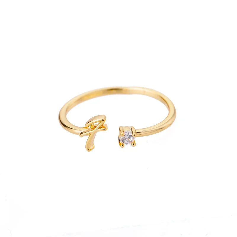 Anillo fino para mujer con inicial - letra 