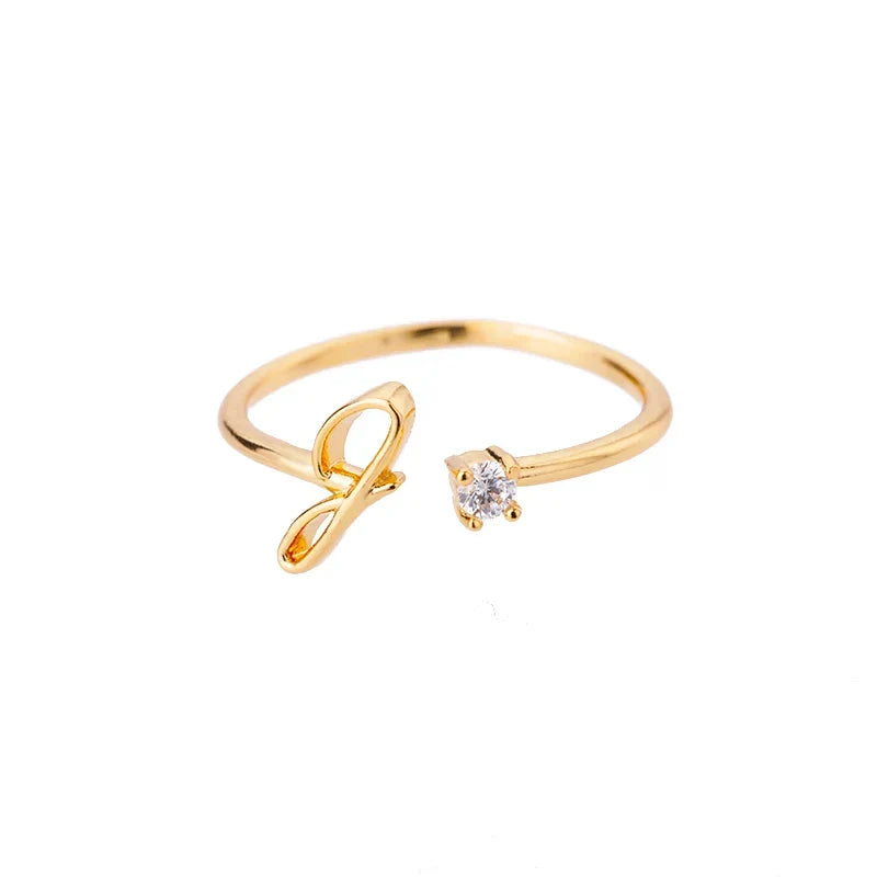 Anillo fino para mujer con inicial - letra 