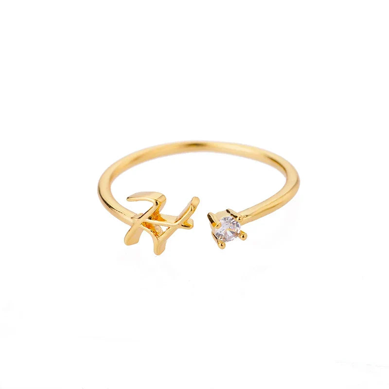 Anillo fino para mujer con inicial - letra 