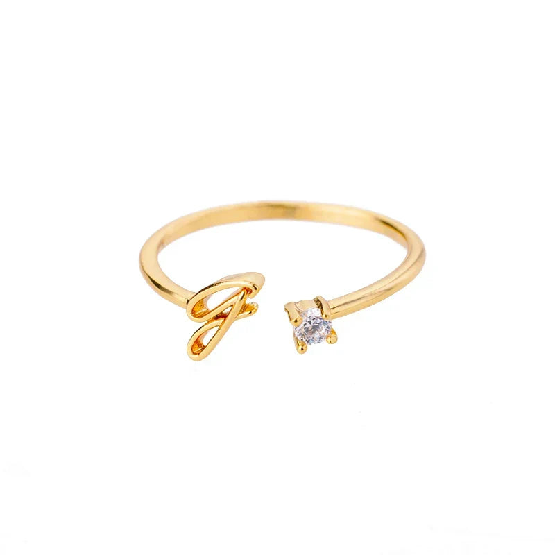 Anillo fino para mujer con inicial - letra 